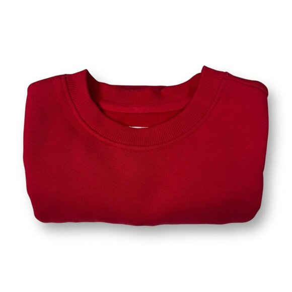 Reflex Sweatshirt Sz S Red Stars Long Sleeve Crew Neck Cropped Fleece Pullover - Picture 2 of 9